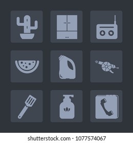 Premium set of fill icons. Such as sound, pan, audio, garden, white, can, food, closet, tropical, book, war, summer, cooking, communication, nature, vegetarian, plant, weapon, botany, sign, media, gun