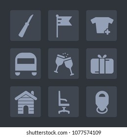 Premium set of fill icons. Such as bus, real, banner, knife, travel, map, building, usa, kitchen, location, alcohol, home, restaurant, national, chair, comfortable, glass, holiday, metal, nation, sign