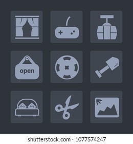 Premium set of fill icons. Such as furniture, transportation, store, double, picture, poker, transport, retail, tram, car, frame, construction, door, cable, equipment, tool, interior, train, image