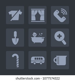 Premium set of fill icons. Such as glass, sign, gardening, home, transportation, sweet, shovel, transport, food, outgoing, candy, road, fashion, container, baby, work, clothing, lollipop, message, boy