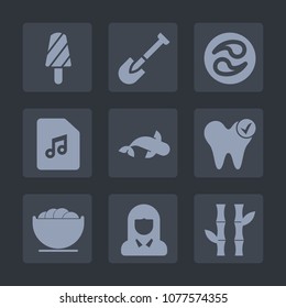 Premium set of fill icons. Such as bowl, hammer, dental, fish, shovel, kamon, cold, frozen, asian, young, empty, japanese, tool, asia, food, healthy, equipment, dessert, note, japan, stick, dish, girl