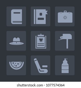 Premium set of fill icons. Such as competition, hat, west, patient, clinic, sheriff, match, post, western, championship, box, dentistry, aid, telephone, phone, list, spray, wild, book, dentist, texas