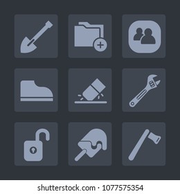 Premium set of fill icons. Such as business, social, team, erasing, drill, sport, file, security, school, tool, sweet, communication, cream, people, dessert, drawing, fashion, eraser, food, document