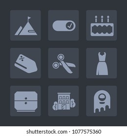 Premium set of fill icons. Such as delicious, label, space, sale, estate, pie, tag, summer, rock, building, sign, ufo, price, nature, cut, discount, alien, business, paper, tool, gift, element, white