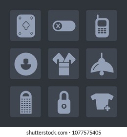 Premium set of fill icons. Such as telephone, kitchen, cell, turn, avatar, traditional, cooking, electric, kimono, play, business, clothing, game, grater, phone, lamp, control, gambling, costume, sign