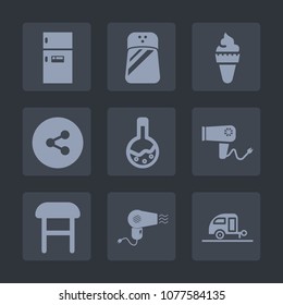 Premium set of fill icons. Such as black, salt, hair, strawberry, white, vacation, freezer, ingredient, button, hairdryer, media, care, journey, cold, tool, summer, cooking, technology, sign, interior