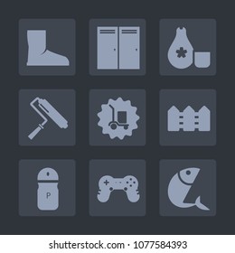 Premium set of fill icons. Such as roller, wall, doorway, roll, seafood, brush, japan, delivery, food, warehouse, fence, sushi, wear, cargo, spice, package, entrance, footwear, sake, japanese, black