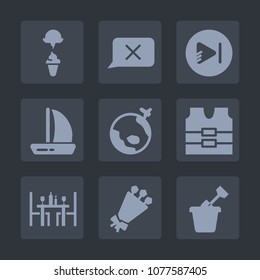 Premium set of fill icons. Such as machine, ship, video, flower, frozen, ice, clothing, cream, summer, food, closed, beautiful, flight, dessert, sand, player, web, vest, floral, internet, button, milk