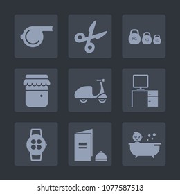 Premium set of fill icons. Such as nutrition, watch, glass, baby, healthy, cut, game, jar, object, shower, black, organic, kilogram, desk, ride, equipment, kid, paper, bath, bicycle, whistle, sport