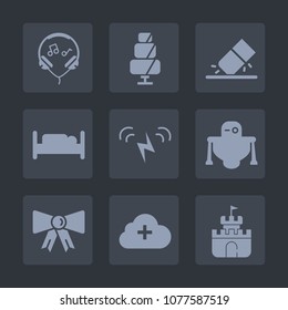 Premium set of fill icons. Such as plastic, internet, energy, equipment, food, audio, headset, headphone, cloud, bed, doughnut, bakery, eraser, chocolate, earphone, white, rubber, erase, furniture