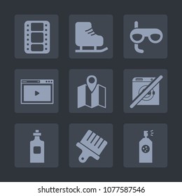 Premium set of fill icons. Such as skating, skate, winter, scuba, web, activity, cinema, sign, media, mask, snorkel, internet, map, movie, glass, online, entertainment, liquid, brush, sport, sea, fun
