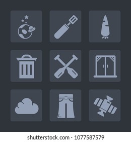 Premium set of fill icons. Such as science, waste, orbit, boat, pot, pants, modern, house, top, blue, water, food, kitchen, oar, technology, white, raw, universe, female, fashion, pan, woman, trash