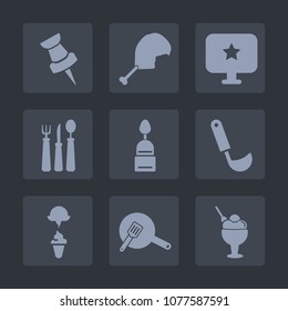 Premium set of fill icons. Such as meat, dessert, pan, cake, knife, animal, fork, computer, marker, navigation, web, location, kitchen, soup, chicken, food, cream, muffin, pointer, bakery, cupcake