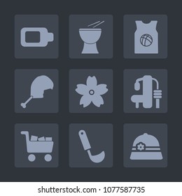 Premium set of fill icons. Such as nature, cart, cherry, fashion, bird, pink, clothing, gym, exercise, sign, power, musical, beautiful, cooking, charger, spring, blossom, hat, full, shirt, flower