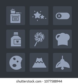 Premium set of fill icons. Such as dessert, hygiene, energy, lava, mouth, care, dental, sky, candy, light, nature, deactivate, kitchen, home, dark, lamp, white, blue, doughnut, bulb, astronomy, sweet