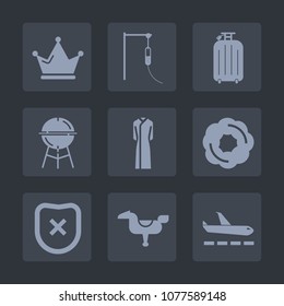 Premium set of fill icons. Such as airport, meat, medicine, protection, dessert, barbecue, plane, female, hospital, cooking, fashion, grilled, kid, sweet, food, suitcase, hot, bbq, princess, grill