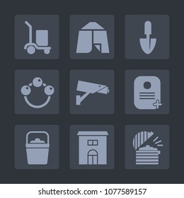 Premium set of fill icons. Such as leisure, landscape, nature, bucket, building, freight, warehouse, food, truck, toy, delivery, cargo, identity, estate, travel, adventure, house, safety, restaurant