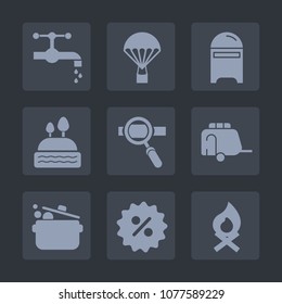 Premium set of fill icons. Such as transportation, sink, parachuting, flame, mailbox, train, transport, air, tap, extreme, metal, hot, fly, kitchen, cake, price, sign, technology, food, envelope, sky