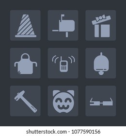 Premium set of fill icons. Such as tool, chef, pinafore, road, post, correspondence, hammer, apron, celebration, kitty, ringing, smart, transportation, phone, delivery, cook, wrench, bell, message