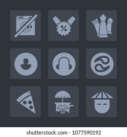 Premium set of fill icons. Such as ice, social, black, pizza, coupon, mon, percent, chess, strategy, japanese, japan, knight, kamon, asian, tag, play, business, lunch, discount, shop, cream, profile