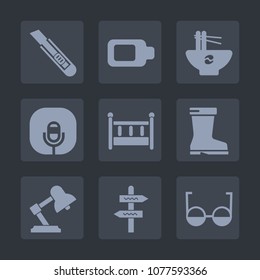 Premium set of fill icons. Such as music, hot, electricity, tasty, knife, sound, battery, bed, fashion, eyeglasses, food, charger, energy, table, lamp, cradle, bowl, microphone, pasta, cut, full, way