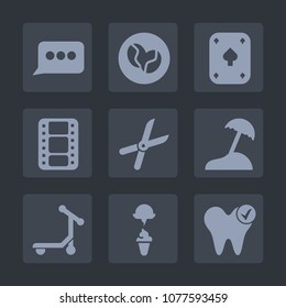 Premium set of fill icons. Such as speech, machine, sea, coffee, gardening, work, bubble, health, chat, gambling, entertainment, drink, video, message, dentist, bean, beach, white, movie, card, palm