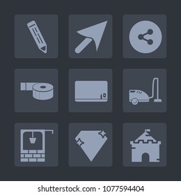 Premium set of fill icons. Such as mouse, roll, click, button, domestic, architecture, stone, old, water, social, share, equipment, pencil, drawing, office, blank, pen, pointer, bucket, jewel, sticky