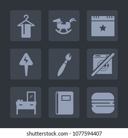 Premium set of fill icons. Such as page, decoration, paper, book, ball, duck, home, food, rocking, electric, horse, paint, power, paintbrush, party, baby, cabinet, electricity, toy, clothing, brush