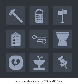 Premium set of fill icons. Such as broken, direction, travel, communication, work, construction, hammer, map, sign, old, document, call, spanner, percussion, arrow, equipment, music, checklist, art