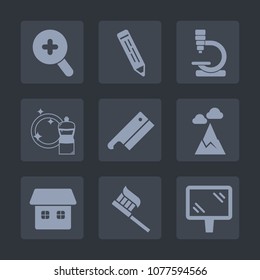 Premium set of fill icons. Such as cleaner, chain, web, meat, equipment, microscope, clean, care, search, road, landscape, biology, tool, drawing, pen, magnifying, view, street, research, science, sky