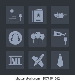 Premium set of fill icons. Such as destination, place, fashion, tie, sport, favour, pin, library, alcohol, favorite, glass, direction, ball, wine, sign, decoration, leisure, technology, position, book