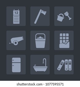 Premium set of fill icons. Such as element, household, sign, construction, food, reminder, folder, handle, file, battle, bar, white, weapon, tool, chocolate, office, wrench, war, shovel, container