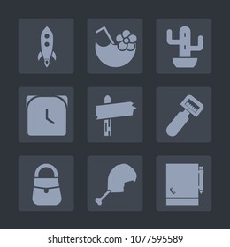 Premium set of fill icons. Such as cactus, meat, chicken, sign, cocktail, bird, technology, garden, juice, alcohol, business, tool, kitchen, time, green, fashion, rocket, notepad, launch, clock, party