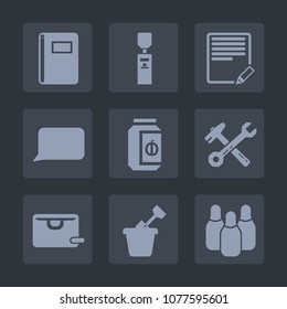Premium set of fill icons. Such as play, spanner, page, sand, text, business, sign, web, equipment, hammer, edit, document, talk, summer, glass, plastic, jar, liquid, food, write, purified, paper, bag
