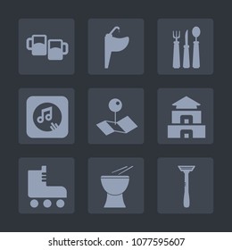 Premium set of fill icons. Such as temple, water, kitchen, pagoda, note, skating, drink, clean, percussion, asia, restaurant, alcohol, chrome, cold, lager, beer, musical, razor, pointer, travel, foam
