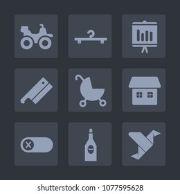 Premium set of fill icons. Such as stroller, house, fashion, paper, axe, child, motor, document, hanger, extreme, switch, off, red, riding, report, transportation, bike, pram, deactivate, dirt, turn