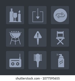 Premium set of fill icons. Such as substitute, danger, change, grunge, sign, seat, drink, bottle, meat, downloading, equipment, graffiti, glass, beauty, concept, paint, sound, care, web, replace, comb