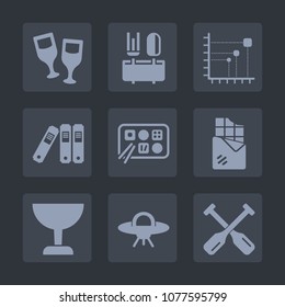 Premium set of fill icons. Such as beverage, drink, food, menu, data, file, diagram, water, alien, chocolate, restaurant, red, canoe, document, chinese, oar, bar, archive, ufo, business, paper, winery