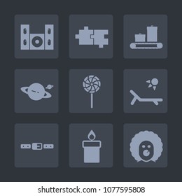 Premium set of fill icons. Such as candy, planet, luggage, wax, flame, element, fire, bag, circus, colorful, holiday, character, audio, food, belt, candle, tv, sunny, sign, astronomy, cinema, puzzle