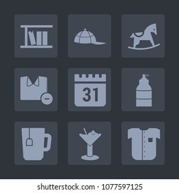 Premium set of fill icons. Such as time, glass, toy, wooden, wood, spray, play, clothing, man, drink, hat, horse, t-shirt, tea, bar, calendar, alcohol, headwear, education, new, library, baseball, kid