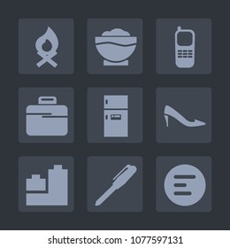 Premium set of fill icons. Such as business, camp, play, warm, food, communication, fire, shoe, cooking, phone, chef, mobile, stationery, pen, fashion, ball, freezer, bag, bear, female, fireplace, hot