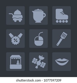 Premium set of fill icons. Such as skating, satellite, fun, price, leisure, percent, pan, cooking, teapot, luxury, pot, beverage, skate, sale, food, technology, roller, teeth, bedroom, tray, drink