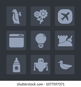 Premium set of fill icons. Such as travel, white, web, cute, milk, light, pink, internet, plane, tower, android, sand, sky, spring, cyborg, nature, fun, flower, blossom, baby, floral, robot, bird, toy