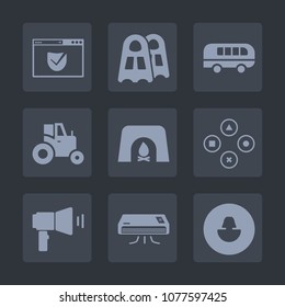 Premium set of fill icons. Such as website, field, farm, fun, travel, traffic, game, human, business, technology, profile, agriculture, sign, equipment, conditioning, air, transportation, internet
