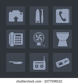 Premium set of fill icons. Such as electric, instrument, heat, musical, communication, concert, ventilator, percussion, equipment, upload, toothpaste, book, web, telephone, picture, care, travel, call