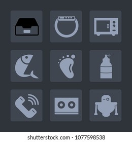 Premium set of fill icons. Such as oven, watch, spray, screen, robot, android, data, gadget, music, phone, machine, folder, mixer, document, foot, touch, food, sign, device, cyborg, baby, white, fish