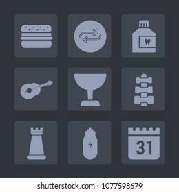 Premium set of fill icons. Such as oral, food, fast, glass, sign, replace, music, calendar, guitar, person, mouth, people, substitute, game, chess, care, gym, musical, white, fresh, sound, wash, time