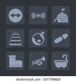 Premium set of fill icons. Such as health, weight, sweet, equipment, nature, dessert, sound, fitness, world, music, pie, arctic, igloo, north, house, bathroom, leather, footwear, makeup, gym, plane
