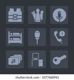 Premium set of fill icons. Such as voice, chess, city, travel, headset, game, equipment, center, lamp, hotel, safety, work, uniform, wear, music, office, microphone, sound, audio, street, light, piece