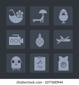 Premium set of fill icons. Such as glass, alcohol, drink, umbrella, cardiology, flight, fiction, space, fresh, decoration, sunbed, summer, video, alien, camera, cold, tropical, sport, pineapple, ufo